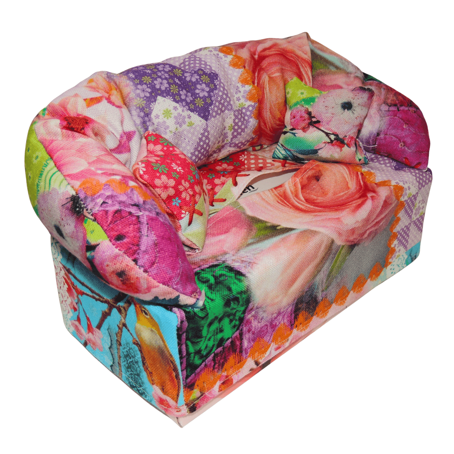 Überzug für Taschentücherboxen als Sofa dargestellt. Pflanzen - SofaBox36 - Überzüge für Taschentücherboxen als Sofa