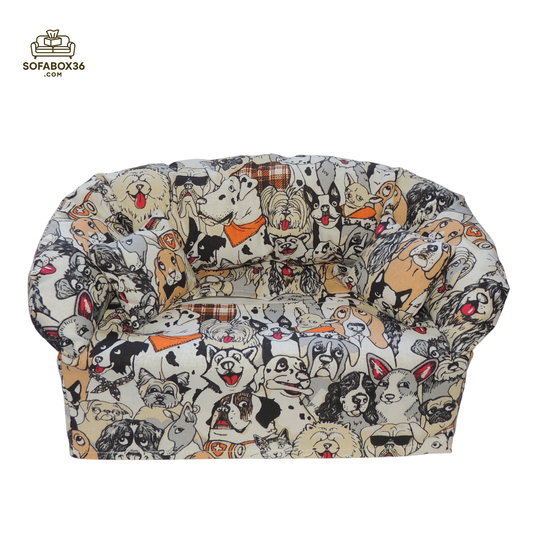 Taschentuchbox Überzug als Sofa dargestellt. Hunde
