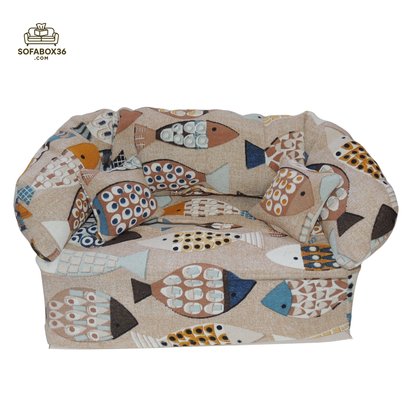 Taschentuchbox Überzug als Sofa dargestellt. Fische