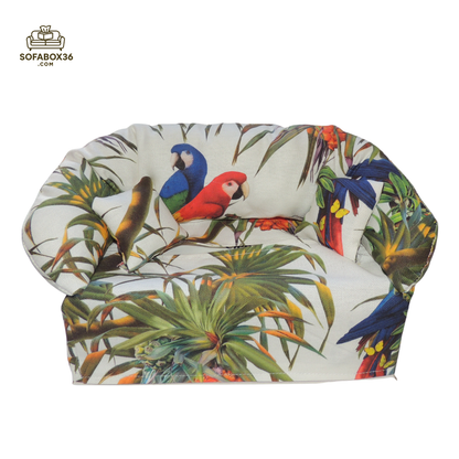 Funda de caja de pañuelos con forma de sofá. Loro.