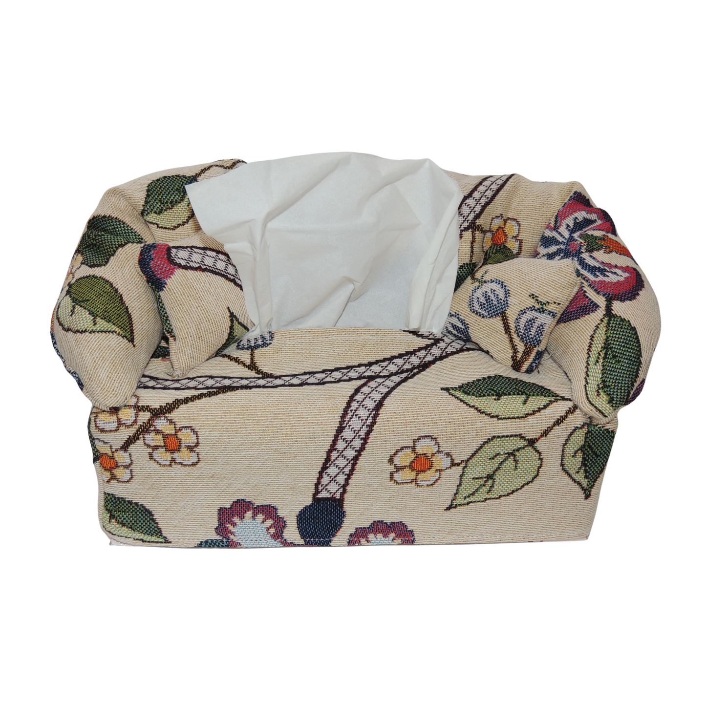 Funda para cajas de pañuelos con forma de sofá. Plantas.