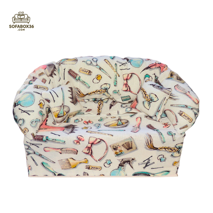 Funda de caja de pañuelos con forma de sofá. Peluquería.