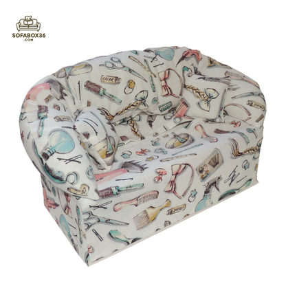 Funda de caja de pañuelos con forma de sofá. Peluquería.