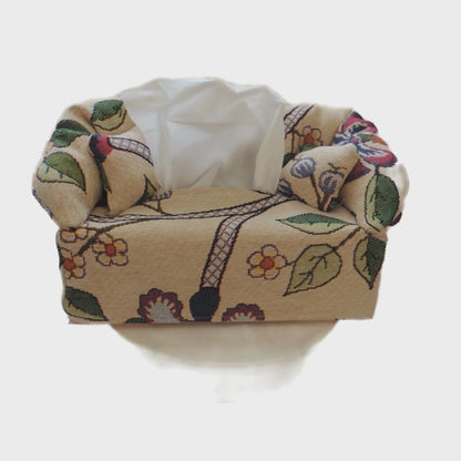 Funda para cajas de pañuelos con forma de sofá. Plantas.
