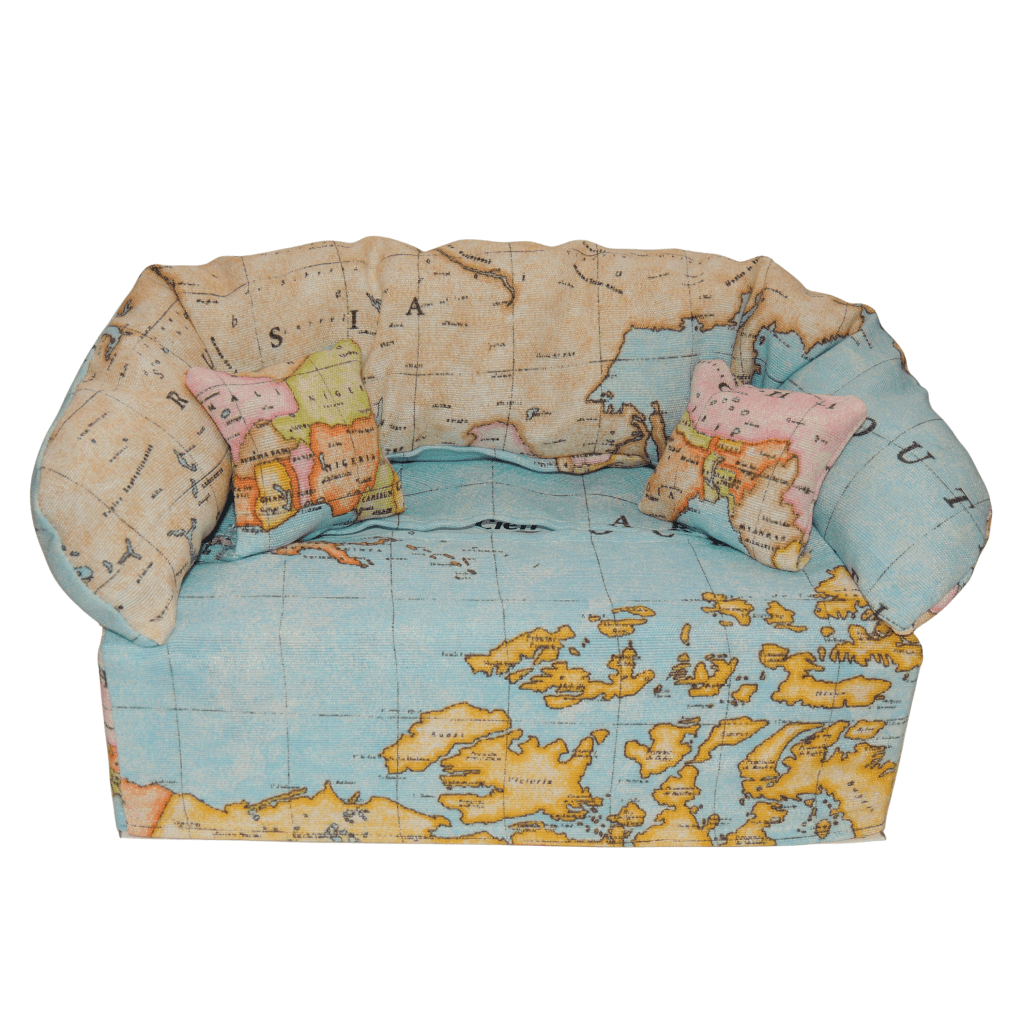 Überzug für Taschentücherboxen als Sofa dargestellt. Landkarte - SofaBox36 - Überzüge für Taschentücherboxen als Sofa